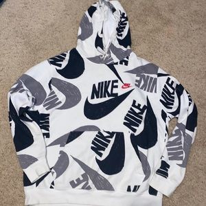 Mens white and black Nike hoodie